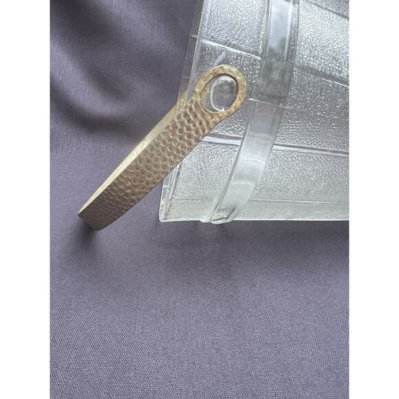 Vintage Glass Ice Bucket with a Hammered Metal Handle and Wooden Bucket Design - Picture 7 of 12